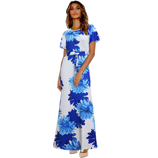 Summer new dress Explosive short sleeve strap printed dress dress