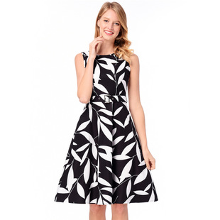 2025 spring and summer new brand retro big pen print a word skirt Hepburn dress