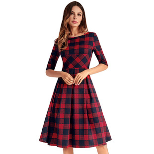 Women's Autumn Winter Casual Christmas Print Dress Long Sleeve Dress