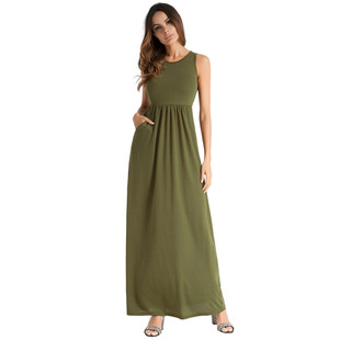 2025 spring and summer hot sale solid color vest dress beach dress