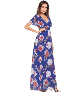 2025 spring and summer new big beach long skirt chiffon long skirt print dress