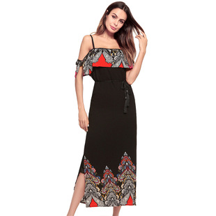 2025 summer new sexy sling mid-length chiffon dress