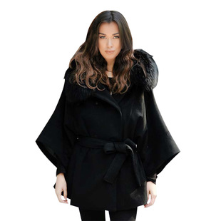 2025 foreign trade fur collar long coat Slim thick woolen coat
