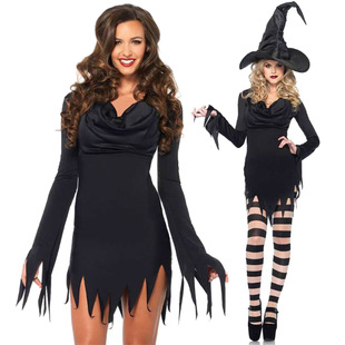 2025 autumn new best selling Halloween performance dress witch skirt solid color dress female