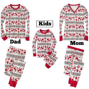 2025 new printed long-sleeved dress Christmas parent-child wear